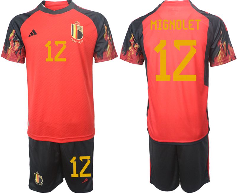 Men 2022 World Cup National Team Belgium home red #12 Soccer Jerseys->brazil jersey->Soccer Country Jersey